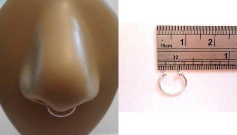 Sterling Silver Fake Faux Septum Ring Hoop Looks 20 gauge 7mm Diameter - I Love My Piercings!