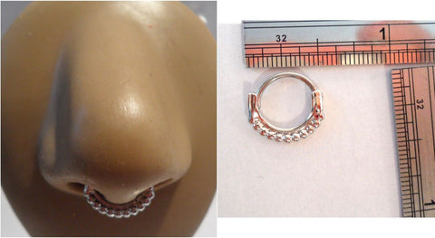 Surgical Steel Silver Beaded Row Septum Hoop Ring Jewelry Snap In 18 gauge - I Love My Piercings!