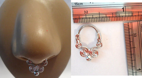 Surgical Steel Silver Swirling Septum Hoop Ring Jewelry Snap In 18 gauge - I Love My Piercings!