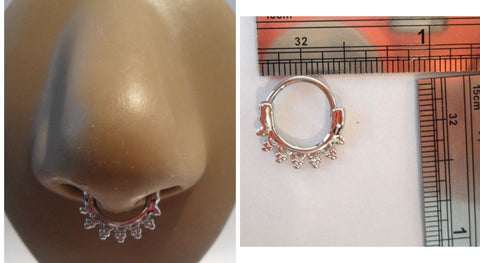 Surgical Steel Silver Triple Bead Septum Hoop Ring Jewelry Snap In 18 gauge - I Love My Piercings!