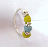 Sterling Silver Thin Nose Hoop Yellow Blue Beaded Ring 22 gauge 8 mm Diameter - I Love My Piercings!