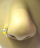 Sterling Silver Thin Nose Hoop Yellow Blue Beaded Ring 22 gauge 8 mm Diameter - I Love My Piercings!