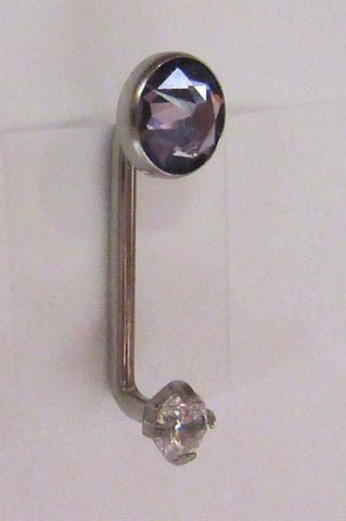 Internally Threaded Tanzinite Clear Flat Gem VCH Jewelry Clitoral Hood 14 gauge - I Love My Piercings!