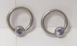 Surgical Steel Purple Gem Crystal Small Hoops Tragus Rook Piercing 16 gauge 16g