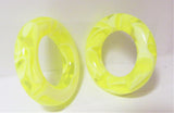 Pair Yellow Marble Light Acrylic Seamless Segment Hoops Rings Plugs 2 gauge 2g