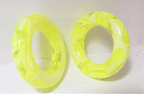 Pair Yellow Marble Light Acrylic Seamless Segment Hoops Rings Plugs 2 gauge 2g - I Love My Piercings!
