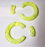 Pair Yellow Marble Light Acrylic Seamless Segment Hoops Rings Plugs 4 gauge 4g