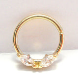18k Gold Plated Marquise Crystal Seamless Hoop Cartilage Ring 16 gauge 16g 10 mm