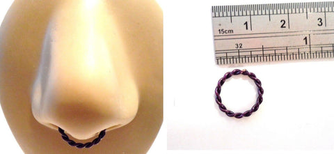Coiled Septum Hoop Ring 14 gauge 14g Purple 10mm Diameter