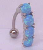 Steel Curved Barbell Blue Opalite Clit Clitoral Hood VCH Jewelry Ring 14 gauge 14g