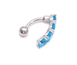 Surgical Steel Curved Barbell CZ Aqua Crystals VCH Jewelry Clitoral Hood 14 gauge 14g - I Love My Piercings!