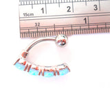 Steel Curved Barbell Blue Opalite Clit Clitoral Hood VCH Jewelry Ring 14 gauge 14g