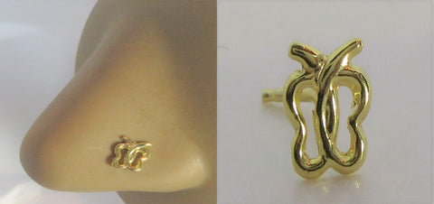 18k Gold Plated Open Butterfly Nose Bent L Shape Stud Pin Post 20 gauge 20g