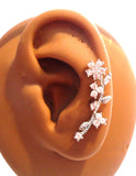 Surgical Steel Clear Crystal Flower Vine Helix Cartilage Lobe Jewelry Studs 16g
