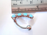 Steel Curved Barbell Blue Opalite Clit Clitoral Hood VCH Jewelry Ring 14 gauge 14g