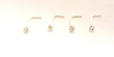 4 pc Sterling Silver Clear Claw Set Tiny CZ Crystal Nose Pins L Shape Bent Studs - I Love My Piercings!