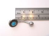 Surgical Steel Blue Turquoise Ornate Curved Barbell VCH Jewelry Clit Bar Hood Ring 14g