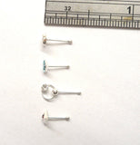 Sterling Silver 4 Different CZ Nose Straight Ball End Bones Posts Pins 22 gauge - I Love My Piercings!